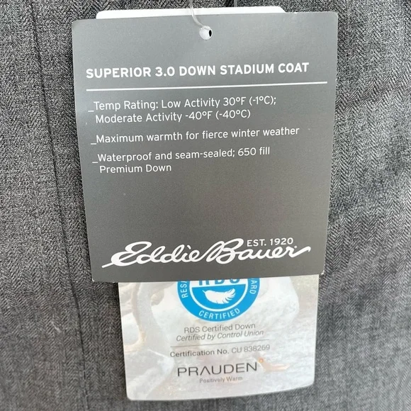 Eddie Bauer Superior III Stadium Down Parka Coat | Gray | PXS | $379 MSRP - Picture 5 of 16